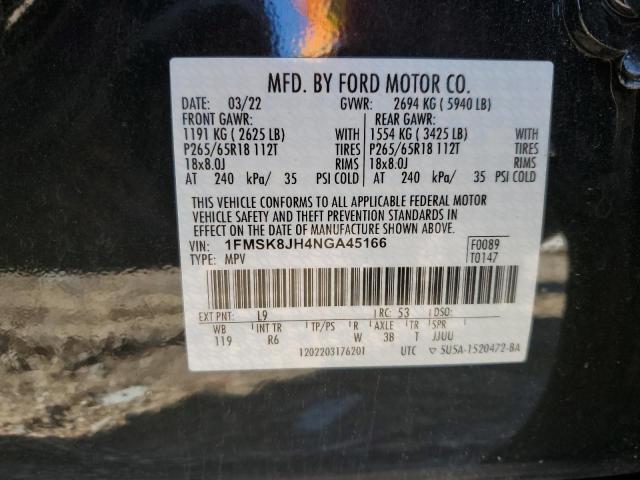 2022 FORD EXPLORER T 1FMSK8JH4NGA45166