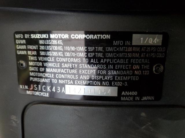 2004 SUZUKI AN400 K3 JS1CK43A142101054