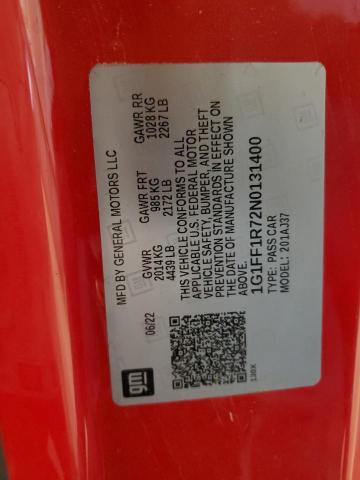 2022 CHEVROLET CAMARO LT1 1G1FF1R72N0131400