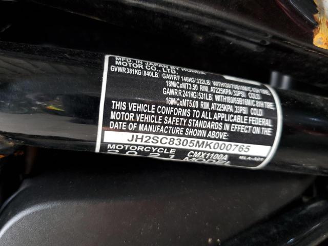 2021 HONDA CMX1100 A JH2SC8305MK000765