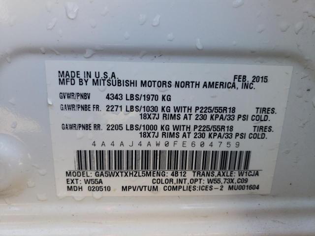 2015 MITSUBISHI RVR GT 4A4AJ4AW0FE604759