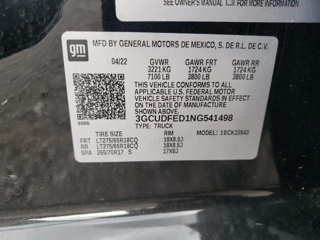 2022 CHEVROLET SILVER1500 3GCUDFED1NG541498
