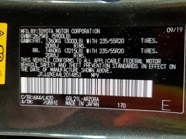 2020 LEXUS RX 350 L L JTJJZKEA4L2014853