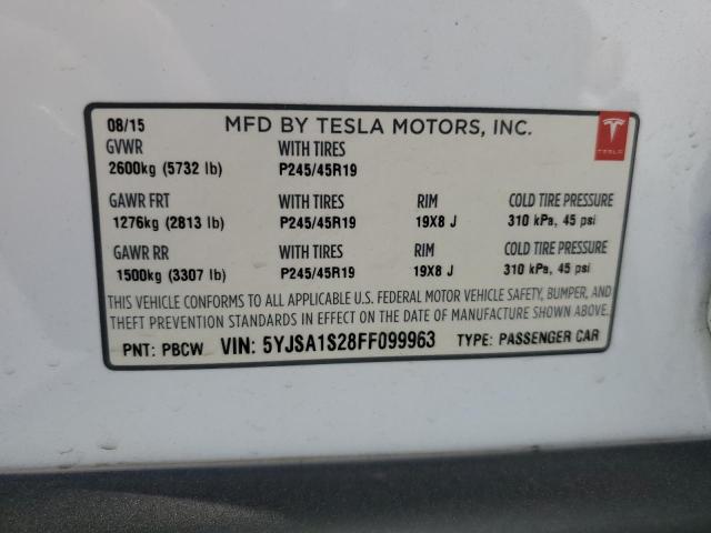 2015 TESLA MODEL S 70 5YJSA1S28FF099963