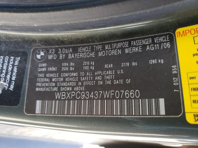 WBXPC93437WF07660 BMW X3 3.0SI