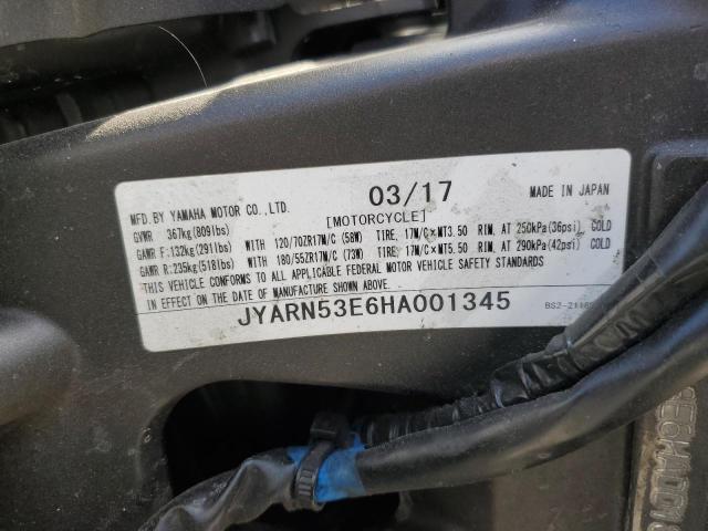 2017 YAMAHA FZ09 JYARN53E6HA001345