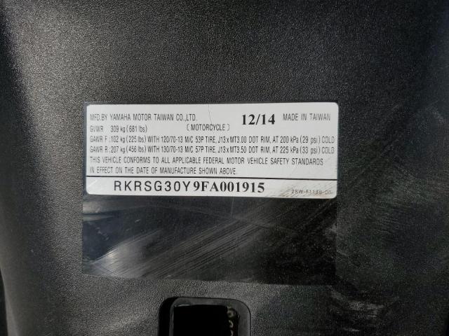 2015 YAMAHA XC155 RKRSG30Y9FA001915