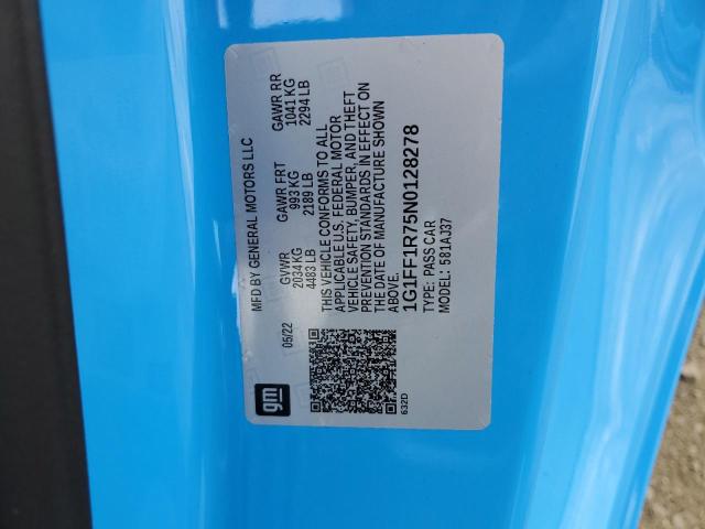 2022 CHEVROLET CAMARO LT1 1G1FF1R75N0128278