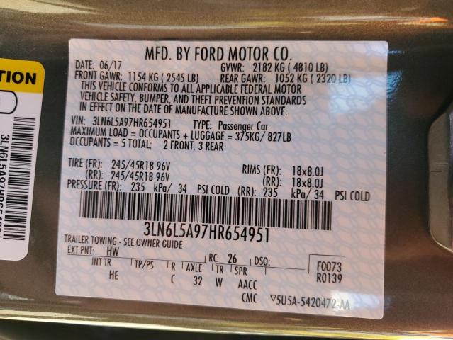 2017 LINCOLN MKZ PREMIE 3LN6L5A97HR654951