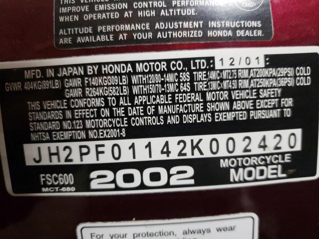 2002 HONDA FSC600 JH2PF01142K002420