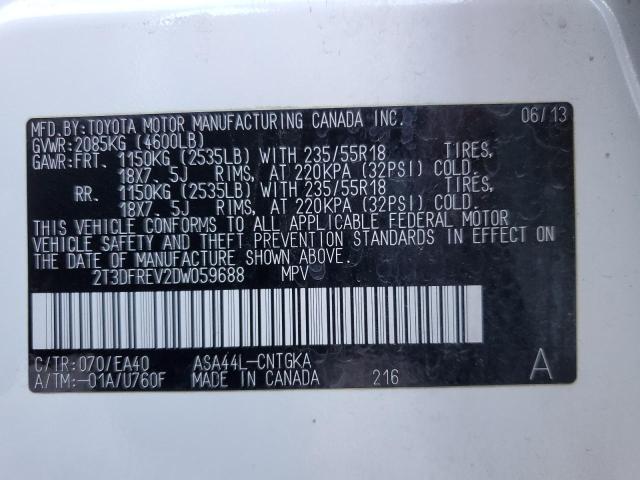 VIN 2T3DFREV2DW059688 2013 TOYOTA RAV4 no.10