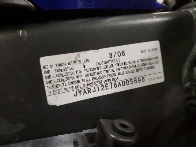 2006 YAMAHA YZFR6 L JYARJ12E76A005696