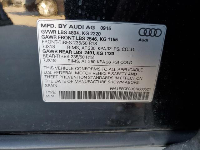 VIN WA1EFCFS3GR006521 2016 AUDI Q3 no.10