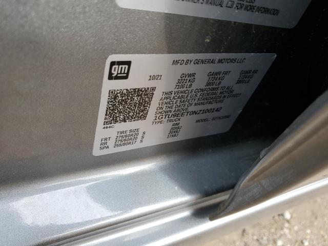 2022 GMC SIERRA LIM 1GTU9EET0NZ100142