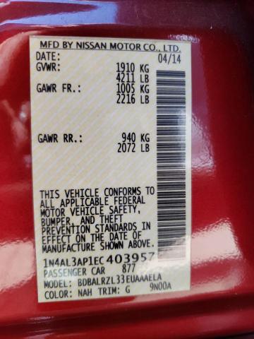 1N4AL3AP1EC403957 Nissan ALTIMA 2.5