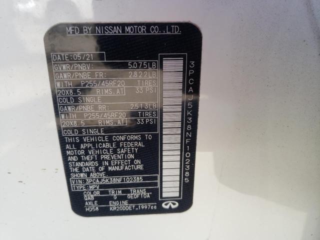 2022 INFINITI QX55 ESSEN 3PCAJ5K38NF102385