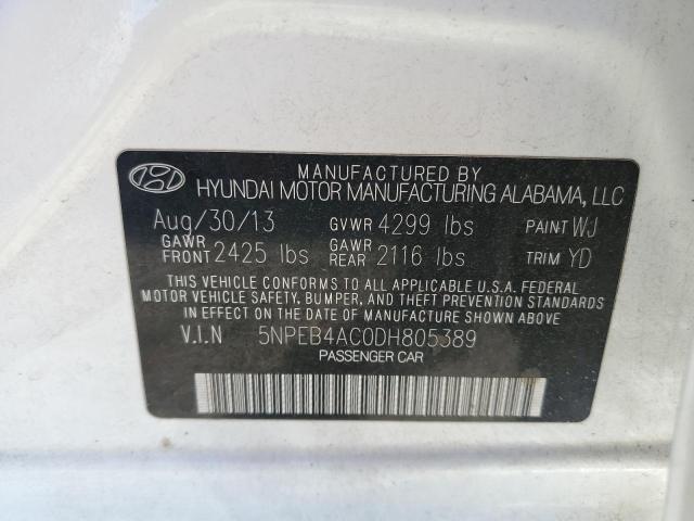 VIN 5NPEB4AC0DH805389 2013 HYUNDAI SONATA no.10