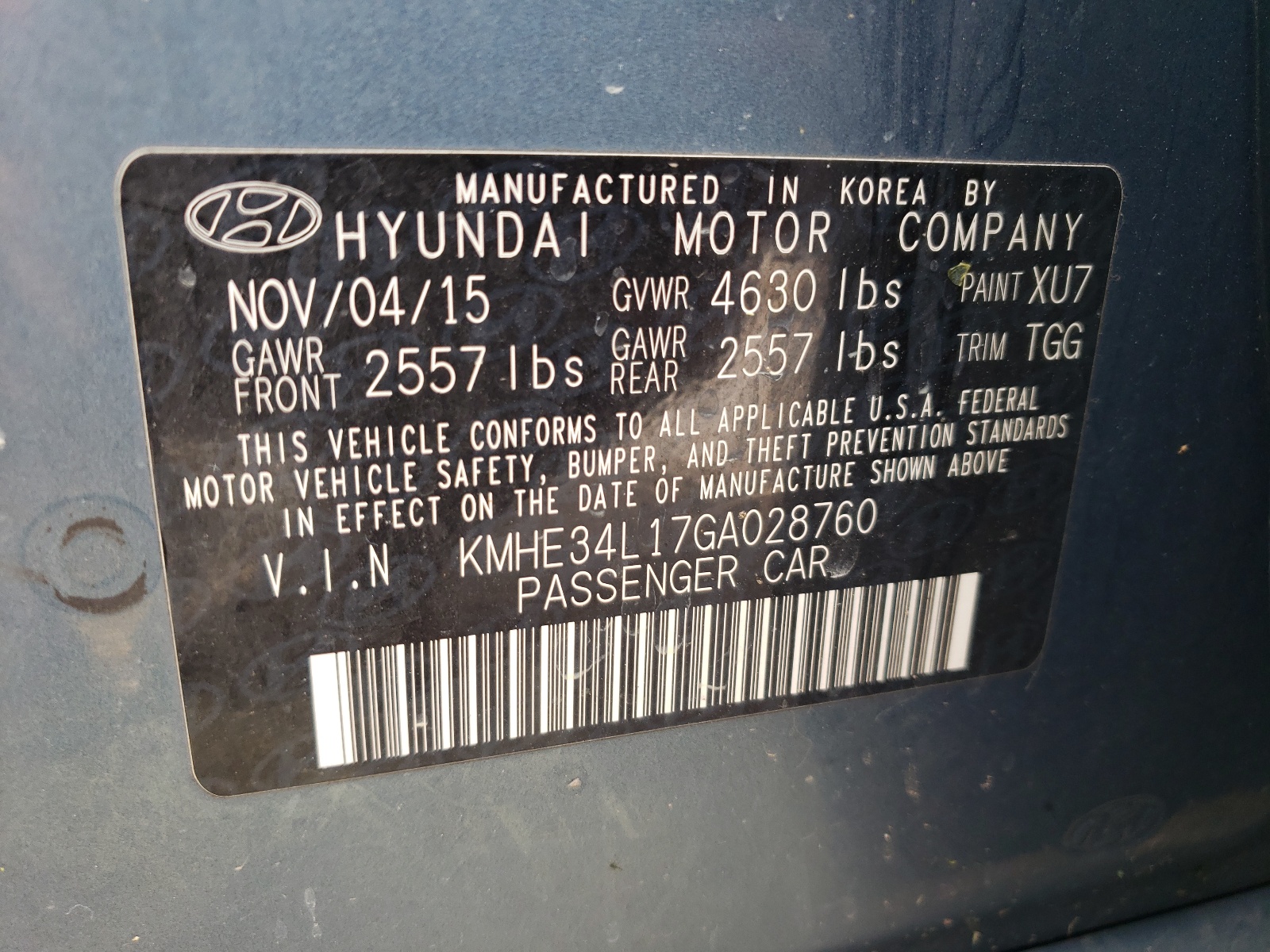 2016 Hyundai Sonata Hybrid vin: KMHE34L17GA028760