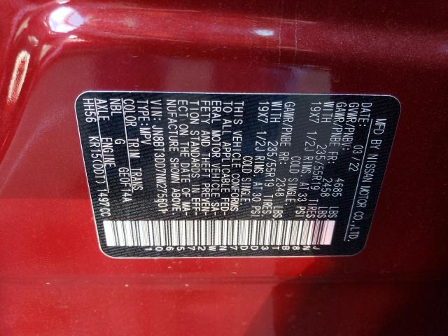 2022 NISSAN ROGUE PLAT JN8BT3DD7NW275601