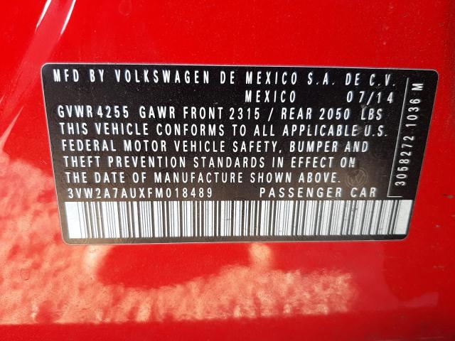 2015 VOLKSWAGEN GOLF TDI 3VW2A7AUXFM018489