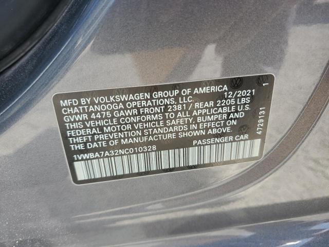 2022 VOLKSWAGEN PASSAT LIM 1VWBA7A32NC010328