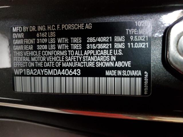 2021 PORSCHE CAYENNE CO WP1BA2AY5MDA40643