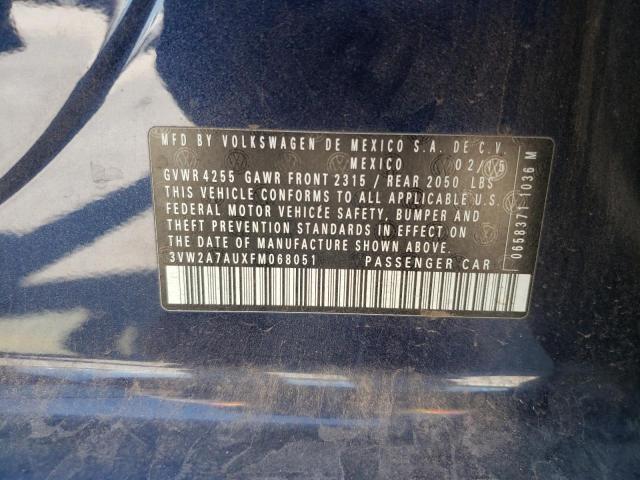 2015 VOLKSWAGEN GOLF TDI 3VW2A7AUXFM068051