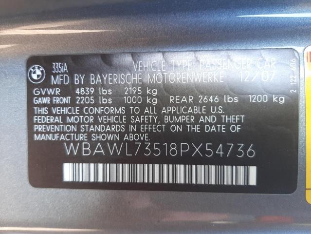 WBAWL73518PX54736 BMW 335 I