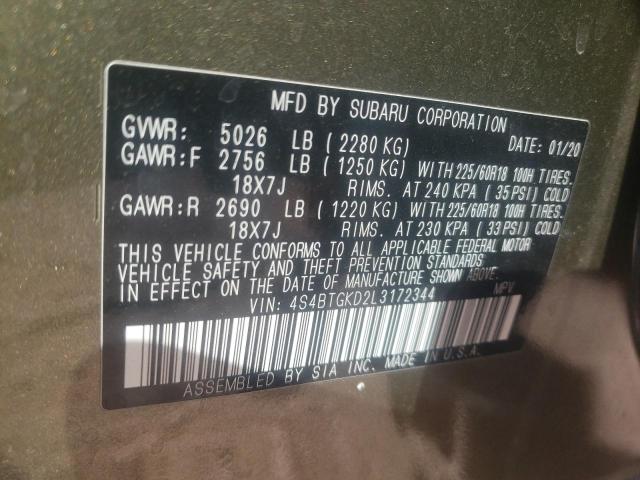 2020 SUBARU OUTBACK ON 4S4BTGKD2L3172344