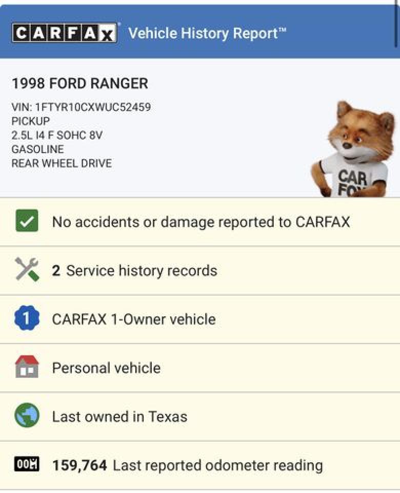 1998 Ford Ranger VIN: 1FTYR10CXWUC52459 Lot: 61786622