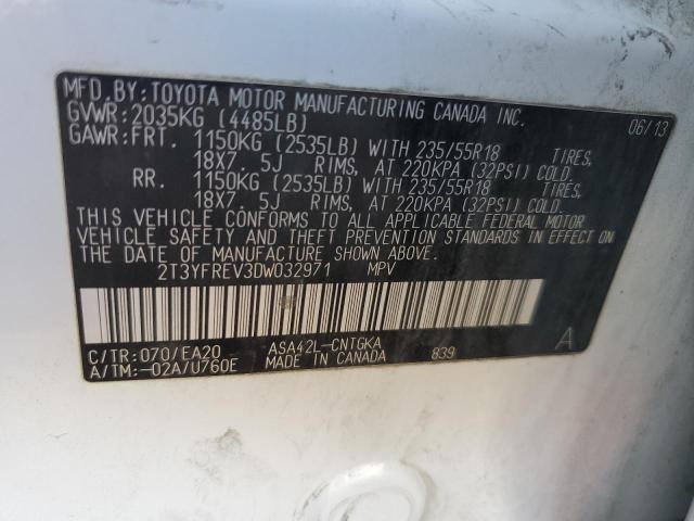 VIN 2T3YFREV3DW032971 2013 TOYOTA RAV4 no.10