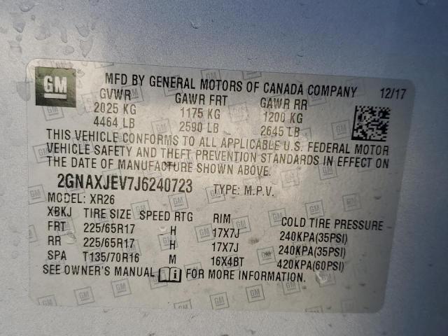 2018 CHEVROLET EQUINOX LT - 2GNAXJEV7J6240723