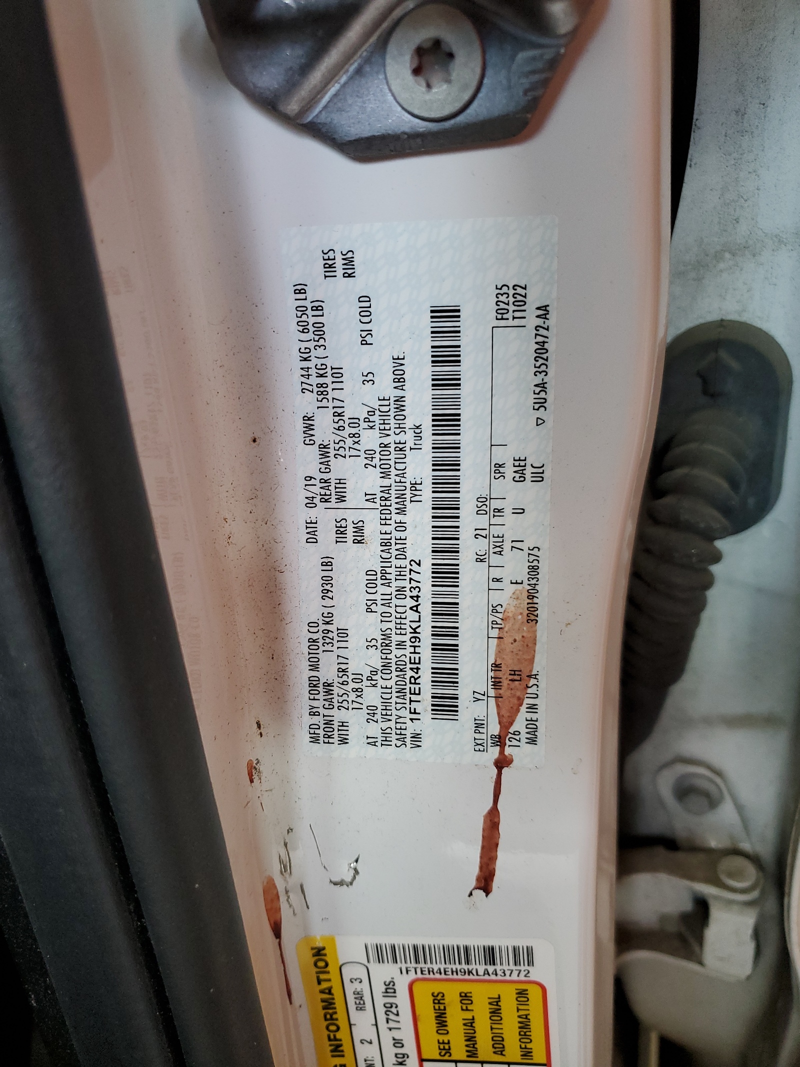 1FTER4EH9KLA43772 2019 Ford Ranger Xl