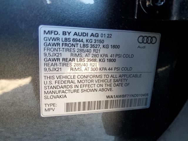 2022 AUDI SQ7 PREMIU WA1AWBF71ND010405