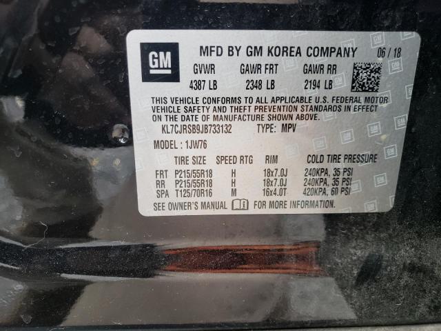 2018 CHEVROLET TRAX PREMI KL7CJRSB9JB733132