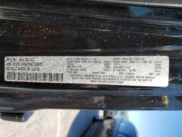 2021 JEEP WRANGLER U VIN: 1C4HJXKN2MW730383