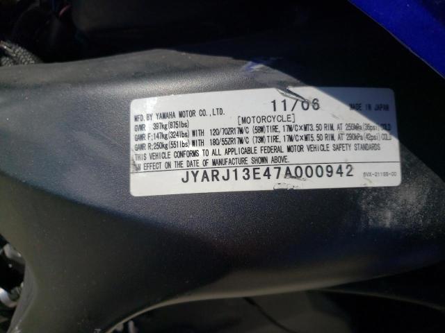 2007 YAMAHA FZ6 SHG JYARJ13E47A000942