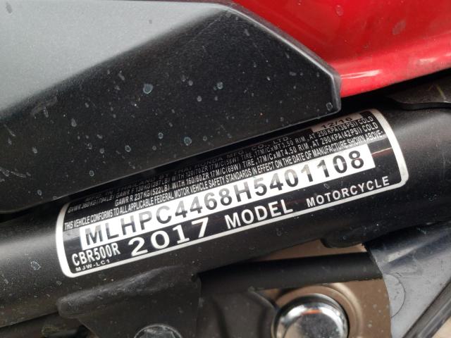 2017 HONDA CBR500 R MLHPC4468H5401108