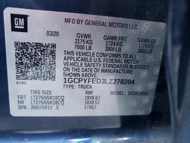 2020 CHEVROLET SLVRD 1500 1GCPYFED3LZ278204