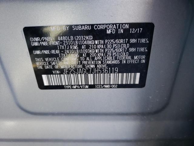2018 SUBARU FORESTER 2 - JF2SJAGC7JH536119