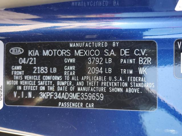 3KPF34AD9ME359659 2021 Kia Forte Gt Line