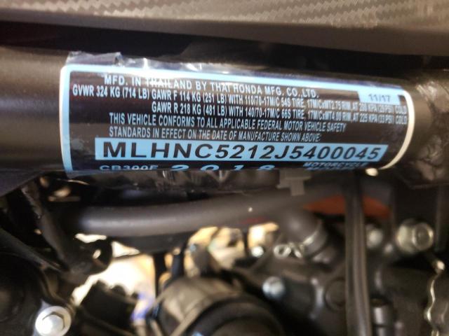 2018 HONDA CB300 F MLHNC5212J5400045
