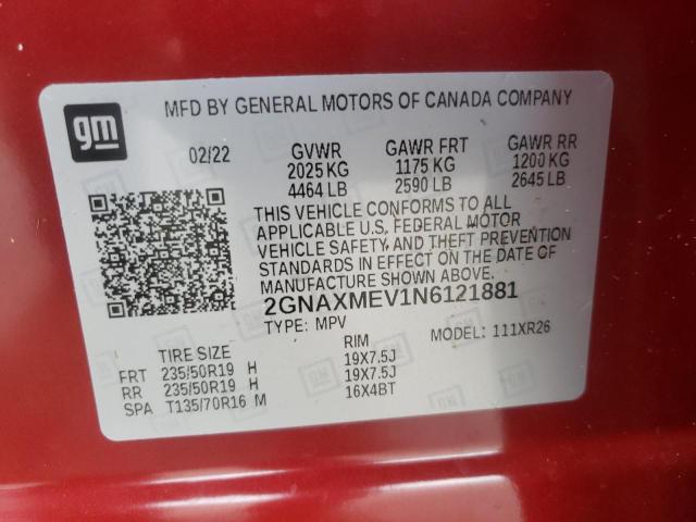 2022 CHEVROLET EQUINOX RS 2GNAXMEV1N6121881