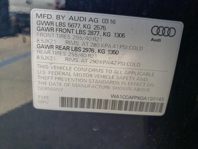 2016 AUDI SQ5 QUATTR WA1CCAFPXGA120143