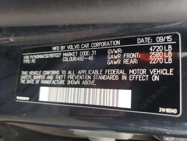 2016 VOLVO S80 PREMIE YV140MAK5G1197027