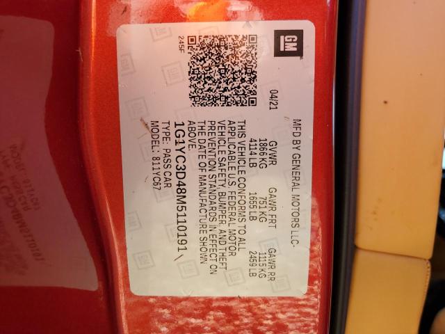 2021 CHEVROLET CORVETTE S - 1G1YC3D48M5110191