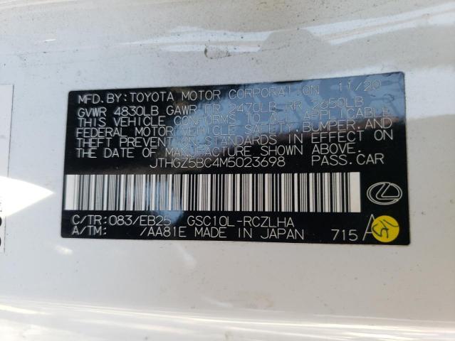 2021 LEXUS RC 350 BAS JTHGZ5BC4M5023698