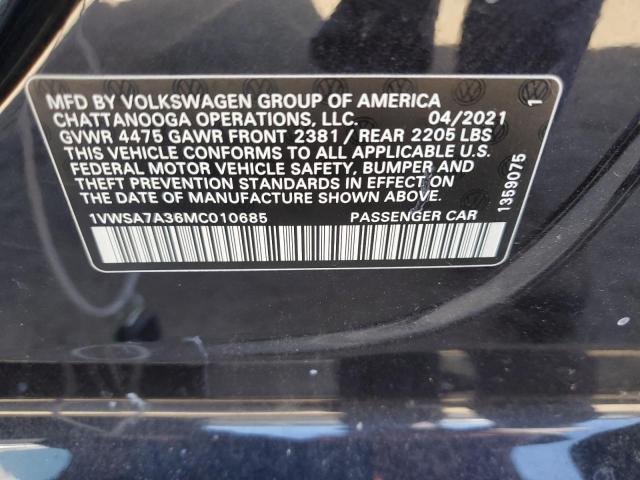 2021 VOLKSWAGEN PASSAT SE 1VWSA7A36MC010685