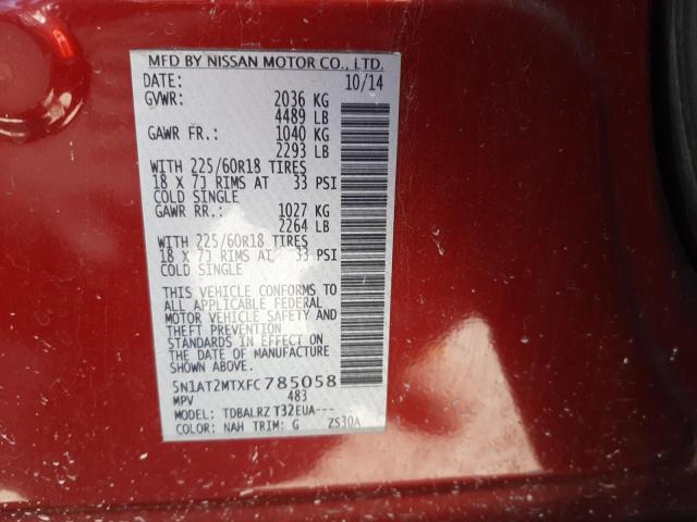 5N1AT2MTXFC785058 Nissan ROGUE S