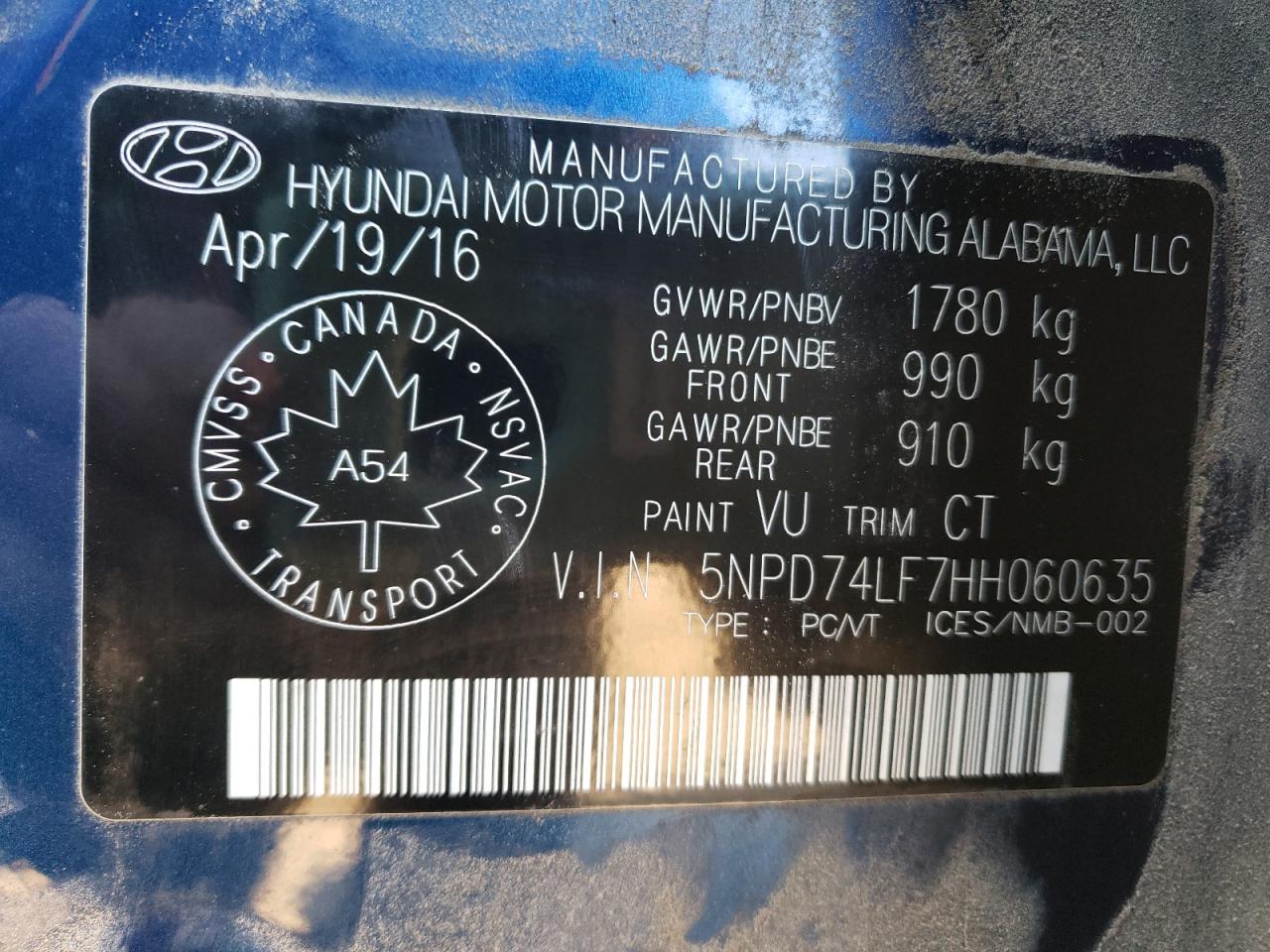 5NPD74LF7HH060635 2017 HYUNDAI ELANTRA - Image 10